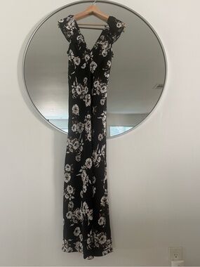 Heartloom Black Floral V-Neck Maxi with White Print